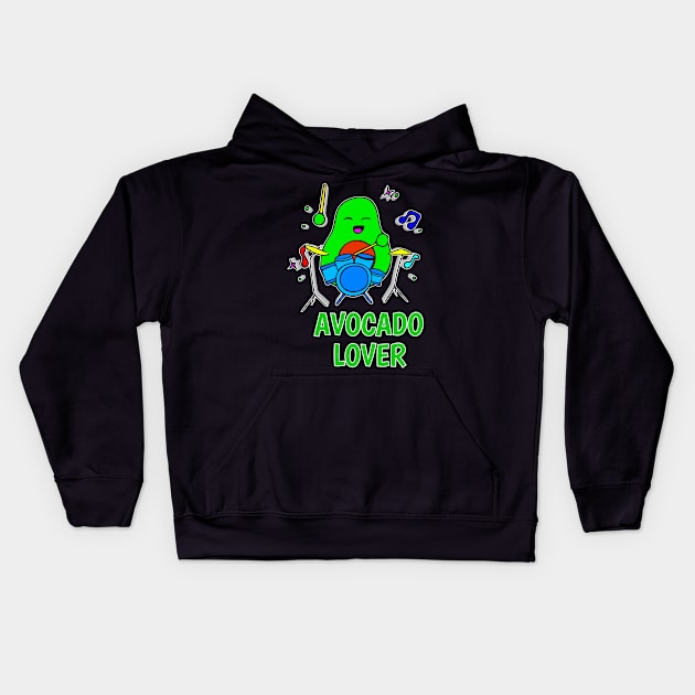 Avocado Lover - Funny Avocado Cute Clipart Veggies - Musical Beats Drummer Kids Hoodie by MaystarUniverse